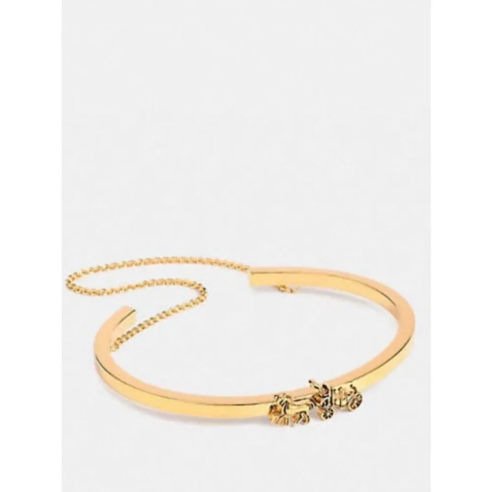 Coach Gold Tone Horse-and-Carriage Bangle Bracelet